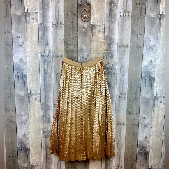 NWT Anthropologie Maeve Natalia Sequined Midi Skirt in Gold Size Small Petite. - Picture 3 of 16